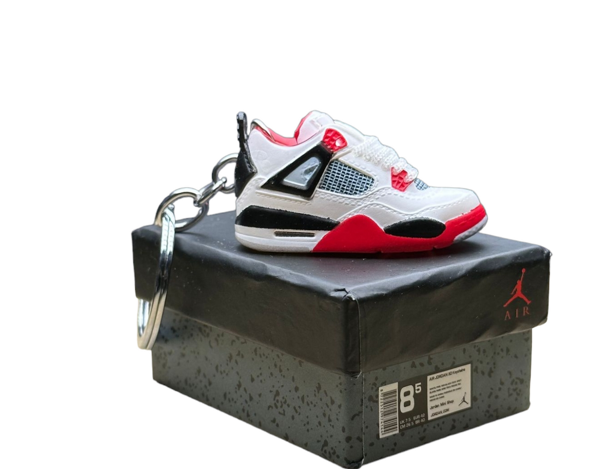 AJ 4 Trainer Keychain With Mini Shoe Box Lounge Kicks