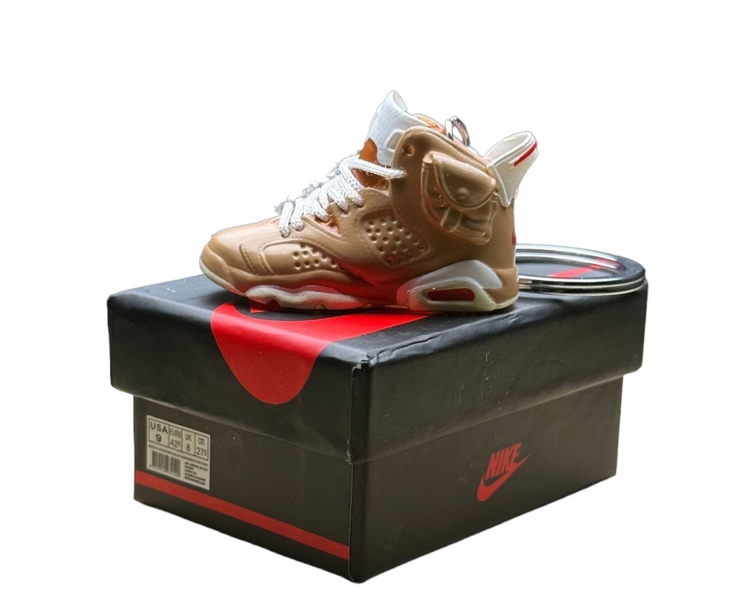 AJ 6 High Top Trainer Keychain With Mini Shoe Box