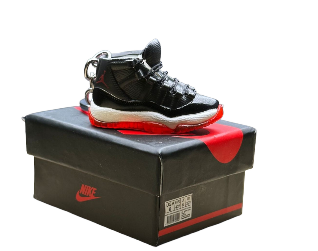 AJ 11 High Top Trainer Keychain With Mini Shoe Box