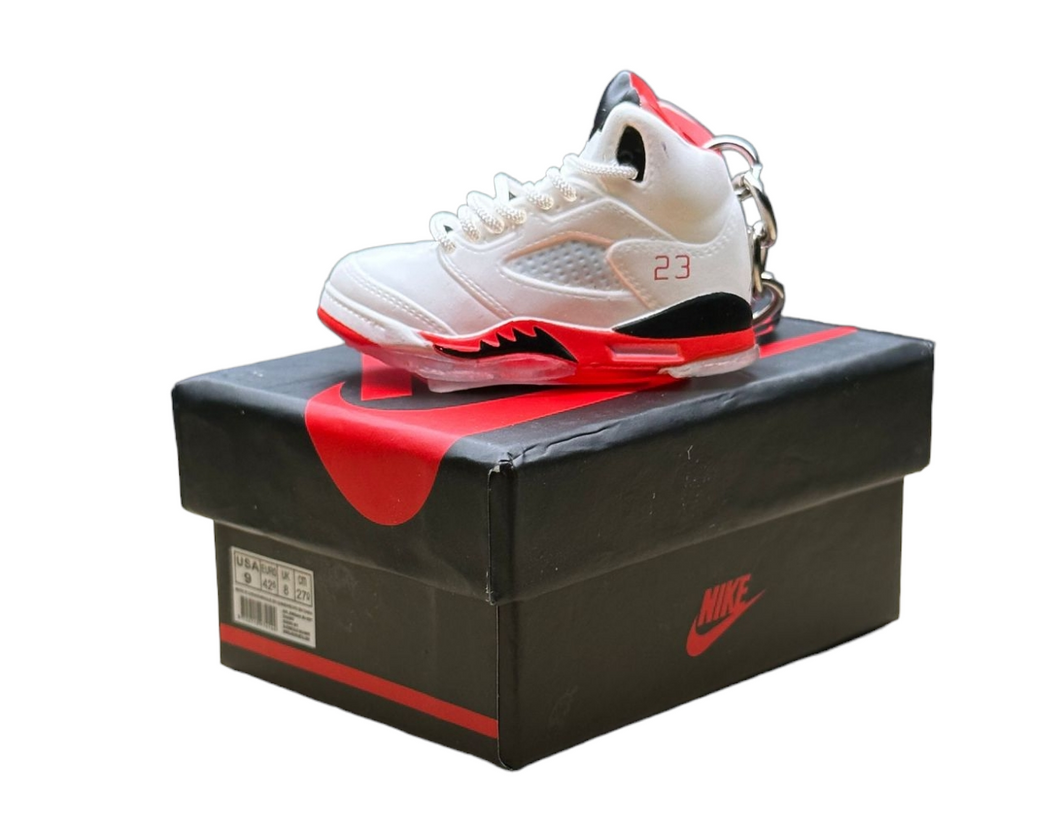 AJ 5 High Top Trainer Keychain With Mini Shoe Box