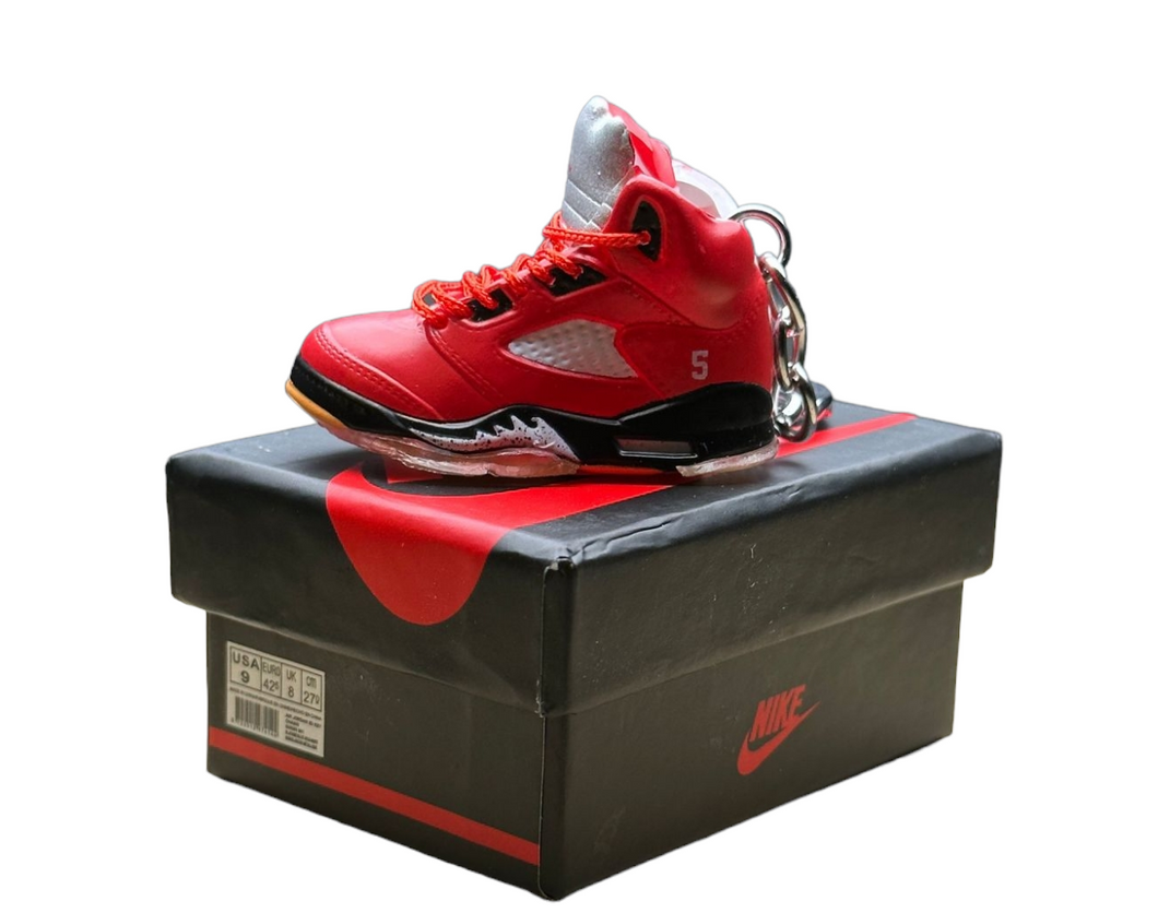 AJ 5 High Top Trainer Keychain With Mini Shoe Box