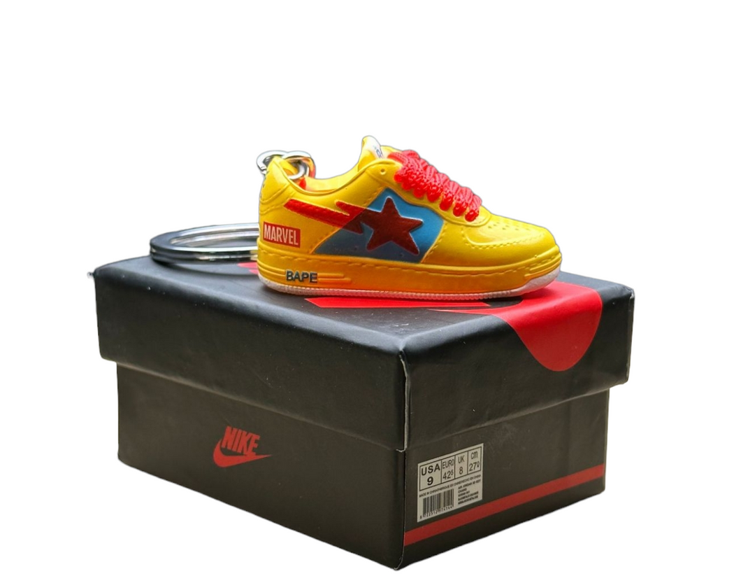 Bathing Ape Marvel Trainer Keychain With Mini Shoe Box