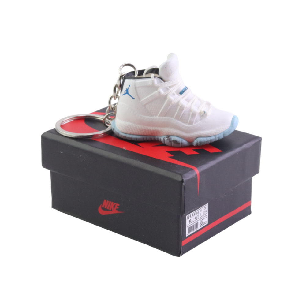 AJ 11 Retro Legend Blue Trainer Keychain With Mini Shoe Box – Lounge Kicks