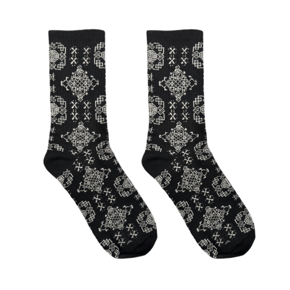 Snow Flake Black Unisex Socks