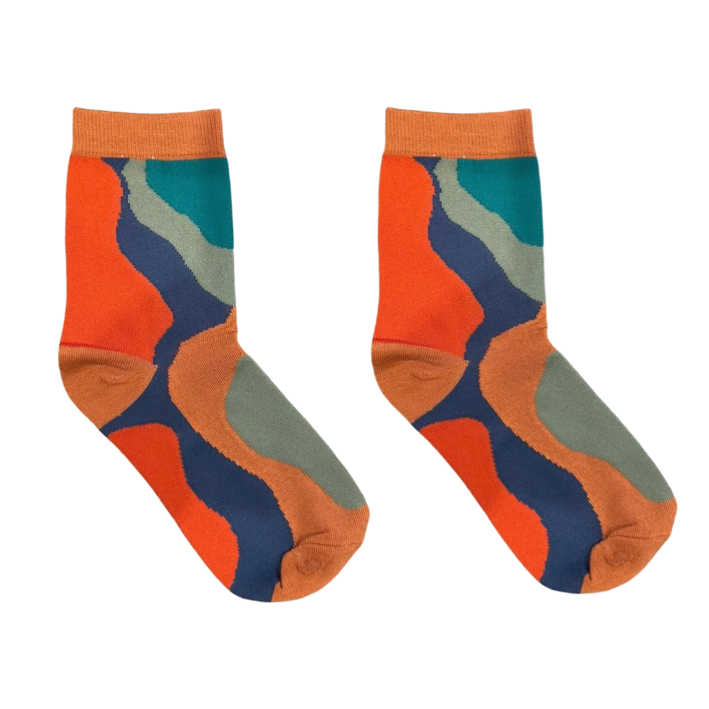 Multi Wave Orange Unisex Socks