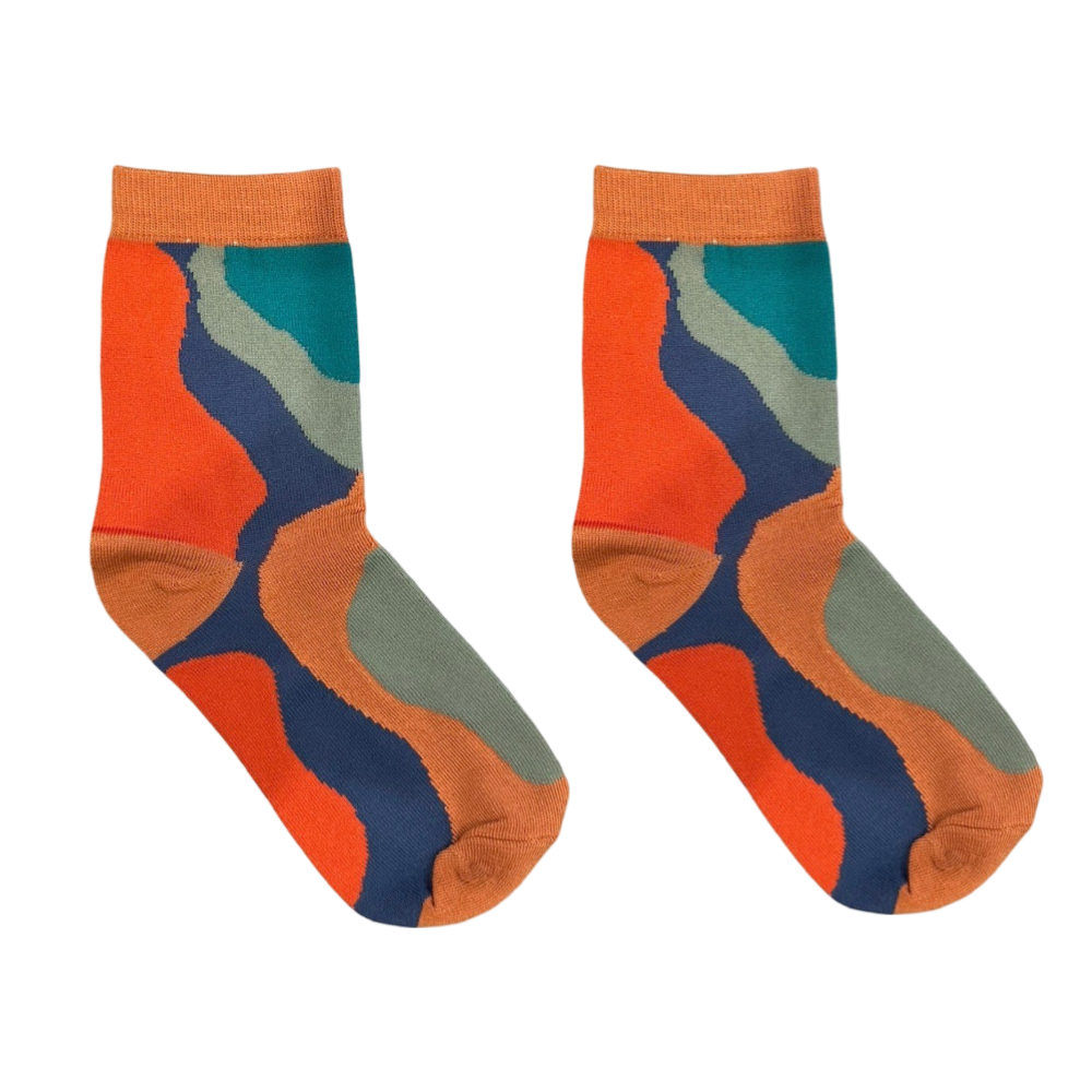 🎁 Multi Wave Orange Unisex Socks (100% off)
