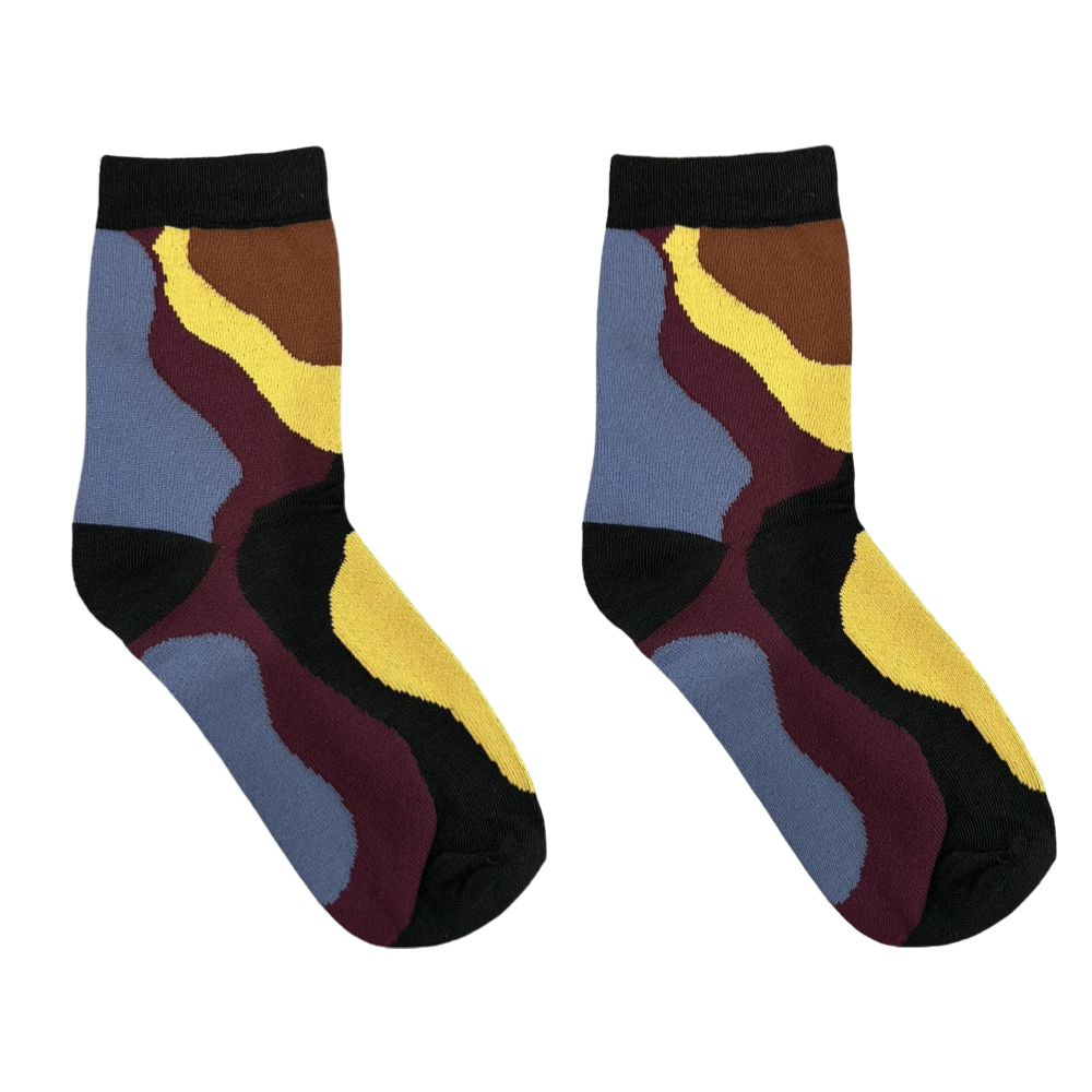 Multi Wave Blue Unisex Socks