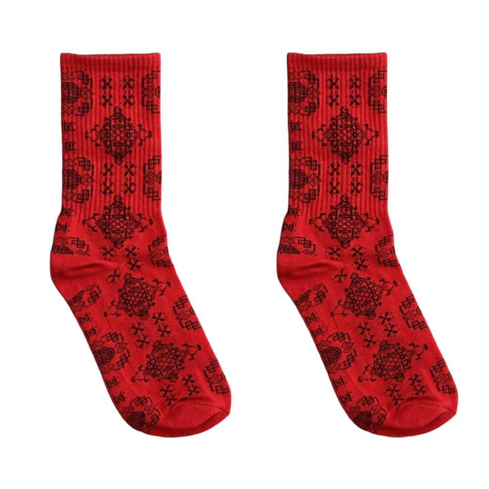 Snow Flake Red Unisex Socks