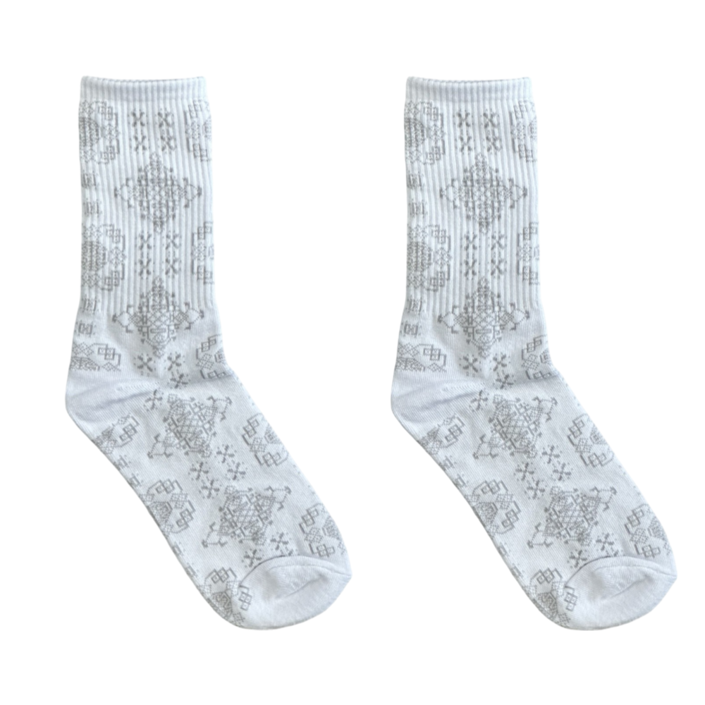 Snow Flake White Unisex Socks