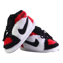 Load image into Gallery viewer, KIDS AJ 1 Red White Retro Hi Top Trainer Slippers

