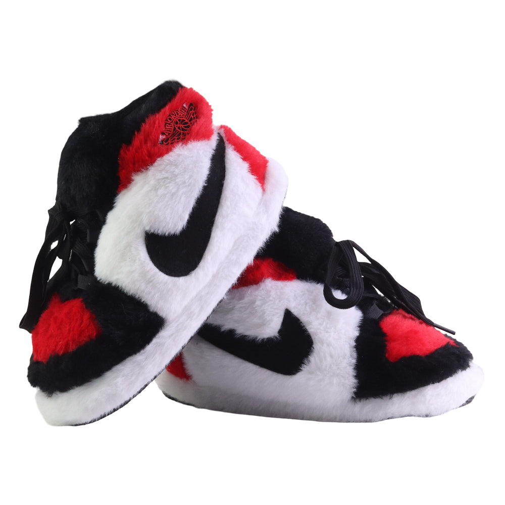 KIDS AJ 1 Red White Retro Hi Top Trainer Slippers
