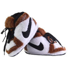 Load image into Gallery viewer, KIDS AJ 1 Brown Retro Hi Top Trainer Slippers
