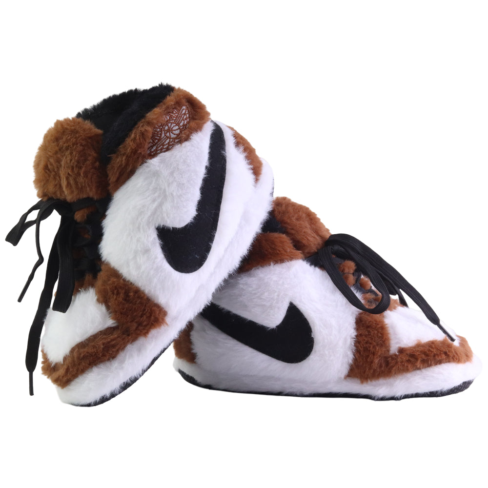 KIDS AJ 1 Brown Retro Hi Top Trainer Slippers