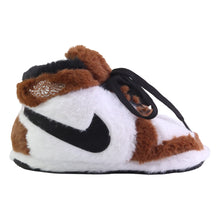 Load image into Gallery viewer, KIDS AJ 1 Brown Retro Hi Top Trainer Slippers
