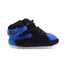 Load image into Gallery viewer, KIDS AJ 1 Blue Retro Hi Top Trainer Slippers

